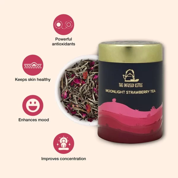 Infused Kettle Moonlight Strawberry White Tea | 50gm - Image 4